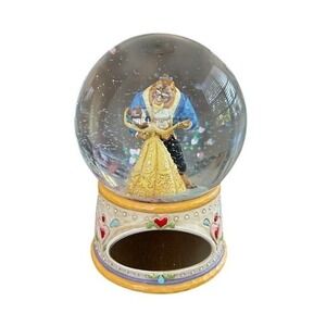 Disney Traditions Showcase Moonlight Waltz Snow Globe Beauty Beast with plaque